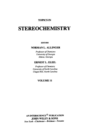 Imagen de portada: Topics in Stereochemistry 1st edition 9780471054450