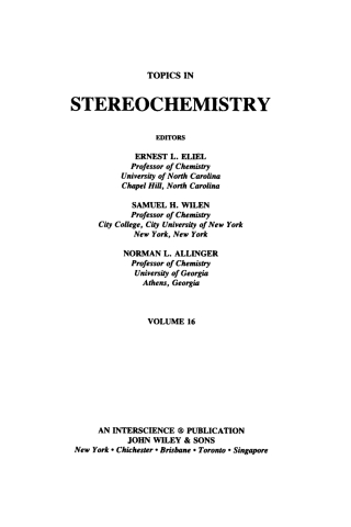 صورة الغلاف: Topics in Stereochemistry 1st edition 9780471838104