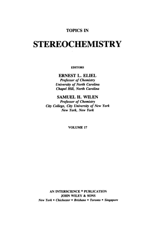 Immagine di copertina: Topics in Stereochemistry 1st edition 9780471852827