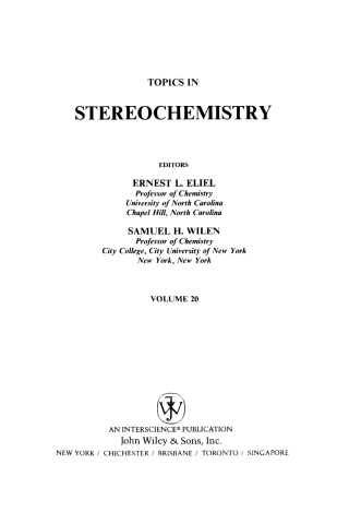 Imagen de portada: Topics in Stereochemistry 1st edition 9780471508014