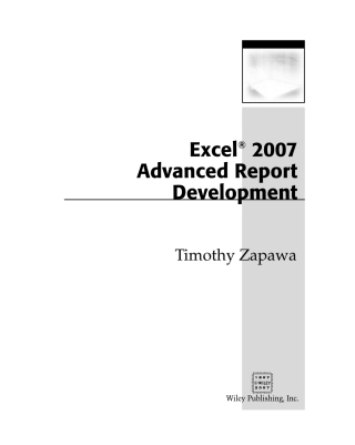 صورة الغلاف: Excel 2007 Advanced Report Development 1st edition 9780470046449