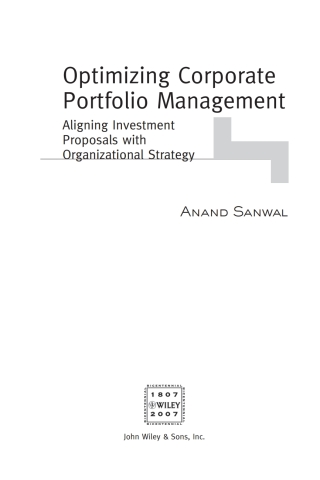 Imagen de portada: Optimizing Corporate Portfolio Management 1st edition 9780470126882