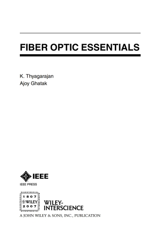 Cover image: Fiber Optic Essentials 1st edition 9780470097427