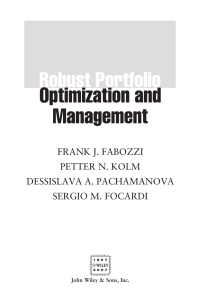 Cover image: Robust Portfolio Optimization and Management 1st edition 9780471921226