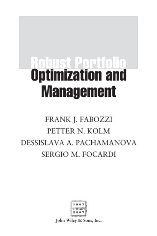 Imagen de portada: Robust Portfolio Optimization and Management 1st edition 9780471921226
