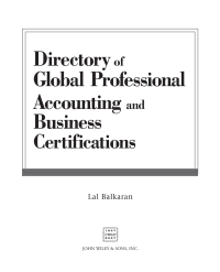 صورة الغلاف: Directory of Global Professional Accounting and Business Certifications 1st edition 9780470124864