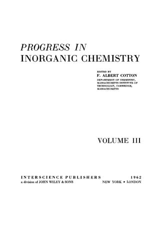 Cover image: Progress in Inorganic Chemistry 1st edition 9780470176559