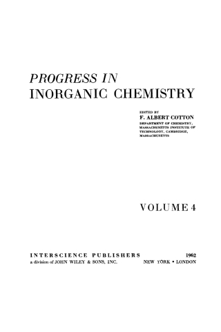 Cover image: Progress in Inorganic Chemistry 1st edition 9780470176702