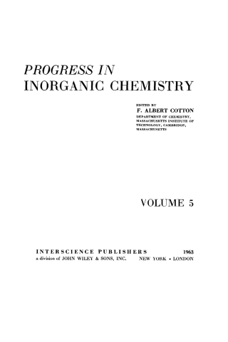 Cover image: Progress in Inorganic Chemistry 1st edition 9780470176726