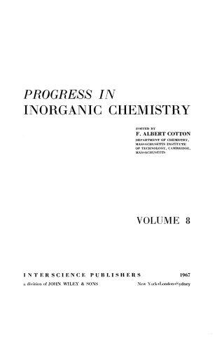 Cover image: Progress in Inorganic Chemistry 1st edition 9780470176733