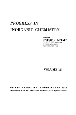 Cover image: Progress in Inorganic Chemistry 1st edition 9780471540854