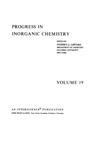 Cover image: Progress in Inorganic Chemistry 1st edition 9780471540892