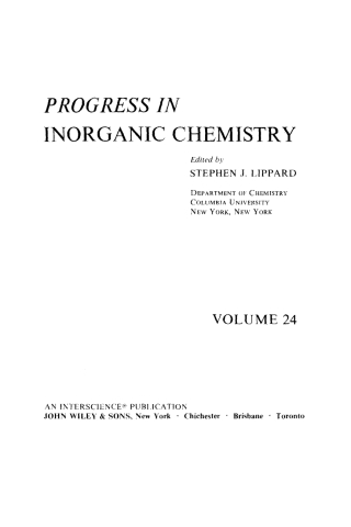 Cover image: Progress in Inorganic Chemistry 1st edition 9780471038740