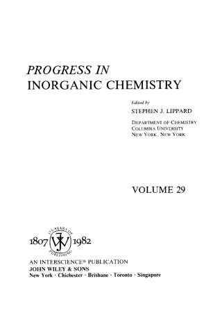Cover image: Progress in Inorganic Chemistry 1st edition 9780471093701