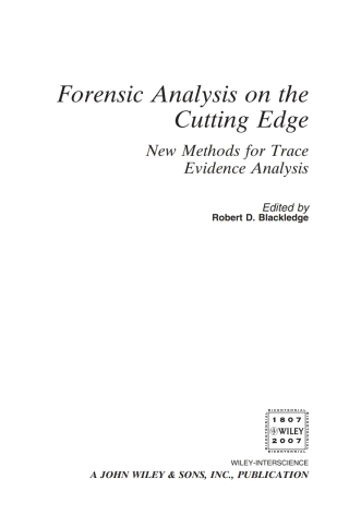 Cover image: Forensic Analysis on the Cutting Edge 1st edition 9780471716440