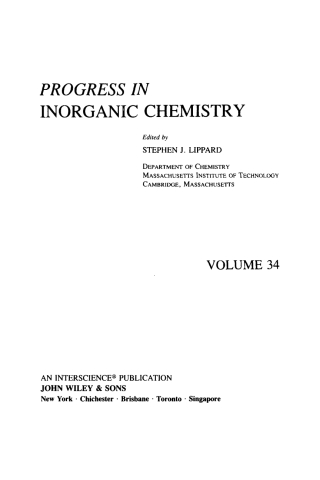 Cover image: Progress in Inorganic Chemistry 1st edition 9780471819486
