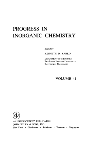 صورة الغلاف: Progress in Inorganic Chemistry 1st edition 9780471596998