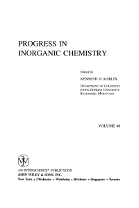 Cover image: Progress in Inorganic Chemistry 1st edition 9780471326236