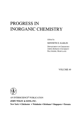 صورة الغلاف: Progress in Inorganic Chemistry 1st edition 9780471402237