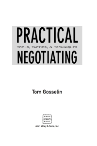 Cover image: Practical Negotiating: Tools, Tactics & Techniques 1st edition 9780470134856