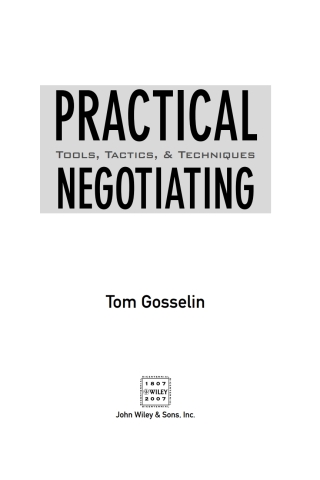 Imagen de portada: Practical Negotiating 1st edition 9780470134856