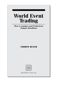 Cover image: World Event Trading 1st edition 9780470106778