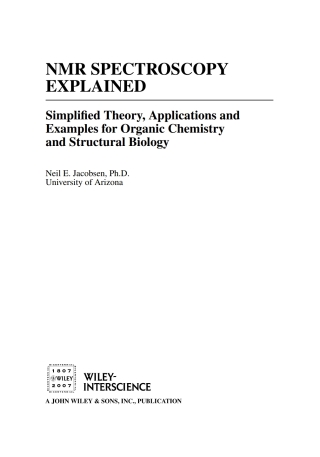 Cover image: NMR Spectroscopy Explained 1st edition 9780471730965