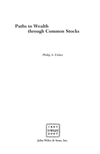Cover image: Paths to Wealth Through Common Stocks 1st edition 9780470139493