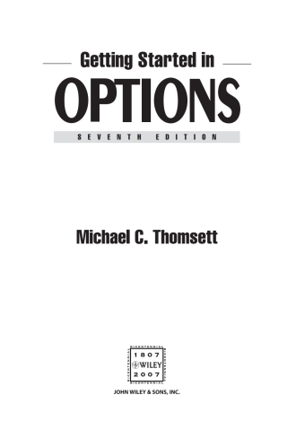 Cover image: Getting Started in Options 7th edition 9780470138069