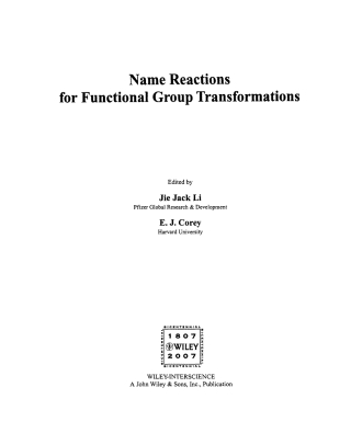 Imagen de portada: Name Reactions of Functional Group Transformations 1st edition 9780471748687