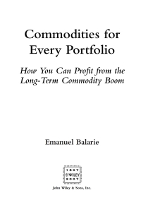 Cover image: Commodities for Every Portfolio 1st edition 9780470112502