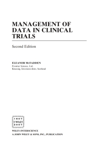 Imagen de portada: Management of Data in Clinical Trials 2nd edition 9780470046081