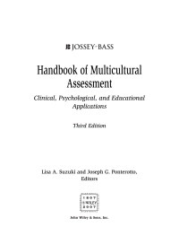 Cover image: Handbook of Multicultural Assessment: Clinical, Psychological, and Educational Applications 3rd edition 9780787987039