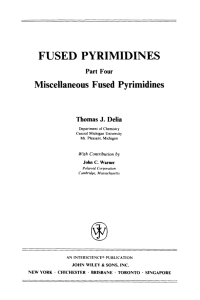 Imagen de portada: Fused Pyrimidines, Part 4: Miscellaneous Fused Pyrimidines 1st edition 9780471804628