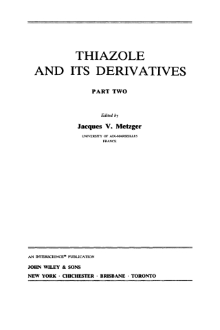 صورة الغلاف: Thiazole and Its Derivatives, Part 2 1st edition 9780471041269
