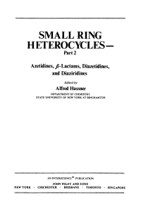 صورة الغلاف: Small Ring Heterocycles, Part 2 1st edition 9780471056256