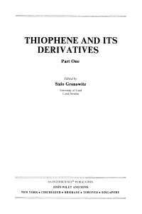 Imagen de portada: Thiophene and Its Derivatives, Part 1 1st edition 9780471381204