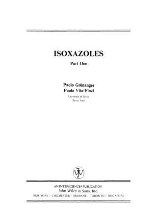 Imagen de portada: Isoxazoles, Part 1 1st edition 9780471022336