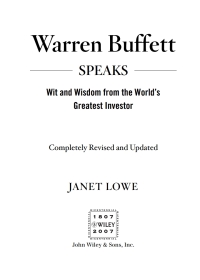 Imagen de portada: Warren Buffett Speaks 2nd edition 9780470152621