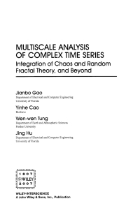 Cover image: Multiscale Analysis of Complex Time Series 1st edition 9780471654704