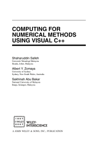 Imagen de portada: Computing for Numerical Methods Using Visual C++ 1st edition 9780470127957