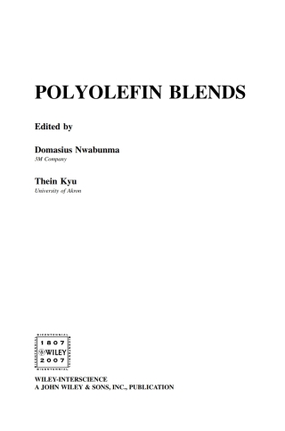 Imagen de portada: Polyolefin Blends 1st edition 9780471790587