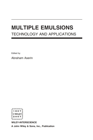 Imagen de portada: Multiple Emulsion 1st edition 9780470170939