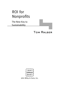 Cover image: ROI For Nonprofits: The New Key to Sustainability 1st edition 9780470168875