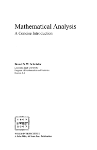 Cover image: Mathematical Analysis 1st edition 9780470107966