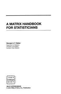 Cover image: A Matrix Handbook for Statisticians 1st edition 9780471748694