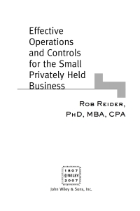 Imagen de portada: Effective Operations and Controls for the Small Privately Held Business 1st edition 9780470222768