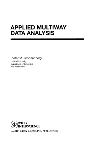 Imagen de portada: Applied Multiway Data Analysis 1st edition 9780470164976