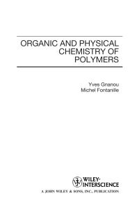 Cover image: Organic and Physical Chemistry of Polymers 1st edition 9780471725435