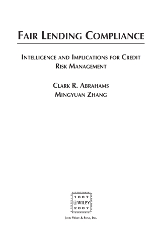 Cover image: Fair Lending Compliance: Intelligence and Implications for Credit Risk Management 1st edition 9780470167762